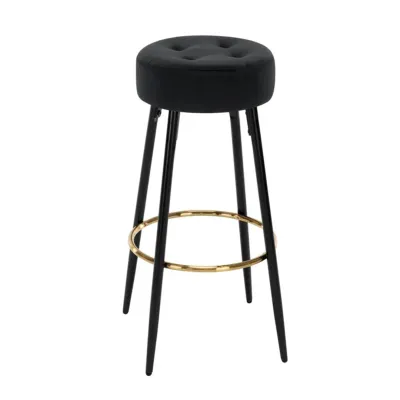 Plush Comfy Velvet Black Bar Stool / High Stool