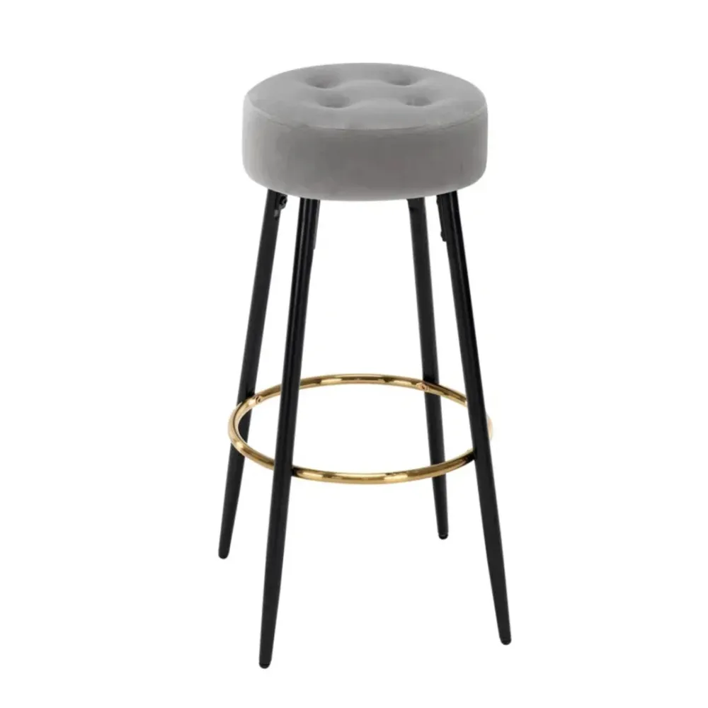 Plush Comfy Velvet Grey Bar Stool / High Stool