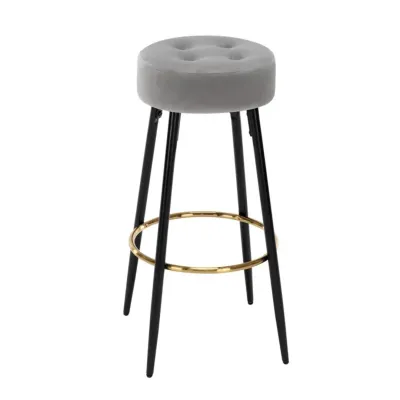 Plush Comfy Velvet Grey Bar Stool / High Stool