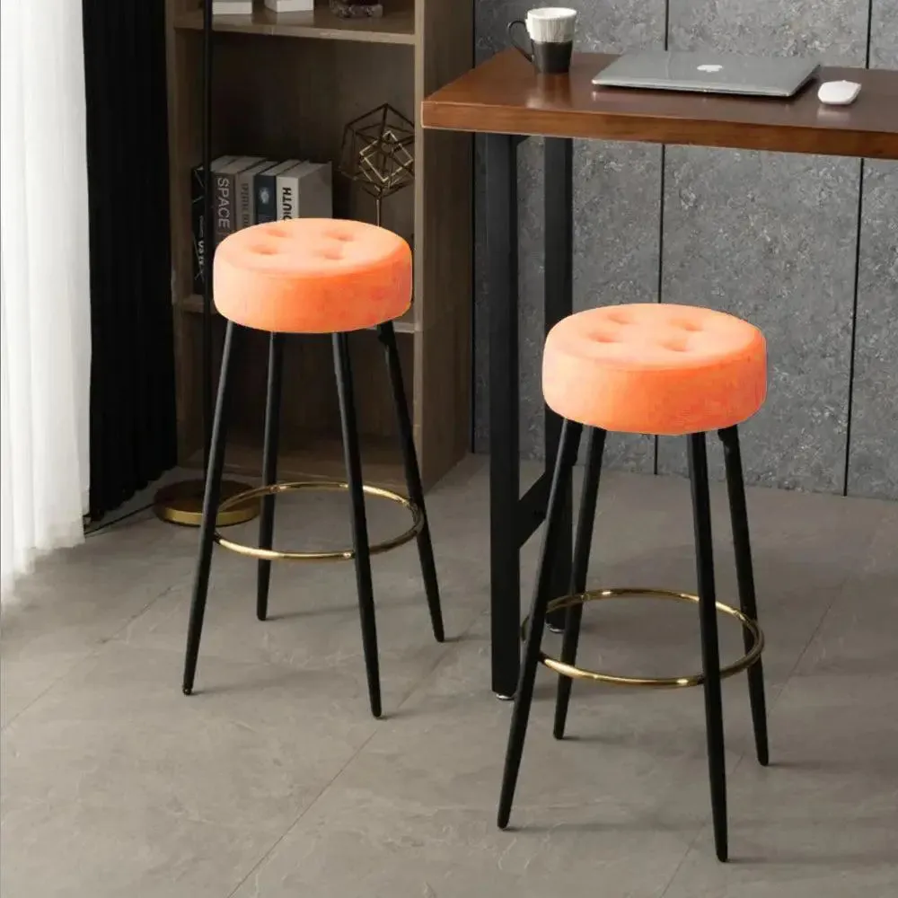 Plush Comfy Velvet Orange Bar Stool / High Stool