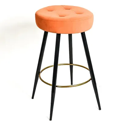 Plush Comfy Velvet Orange Bar Stool / High Stool