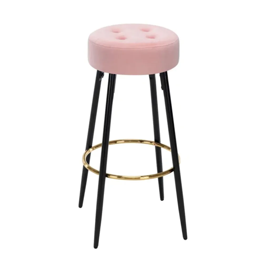 Plush Comfy Velvet Pink Bar Stool / High Stool