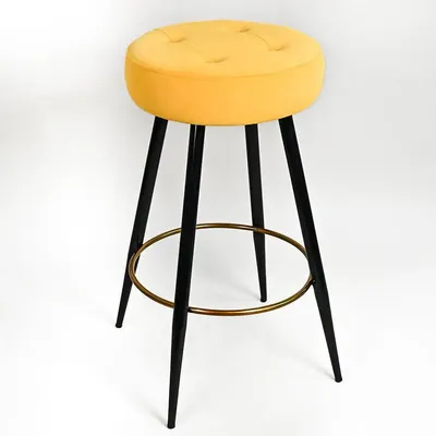 Plush Comfy Velvet Yellow Bar Stool / High Stool