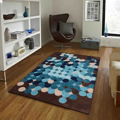 Popping Circles Blue Designer Tufted Area Carpet