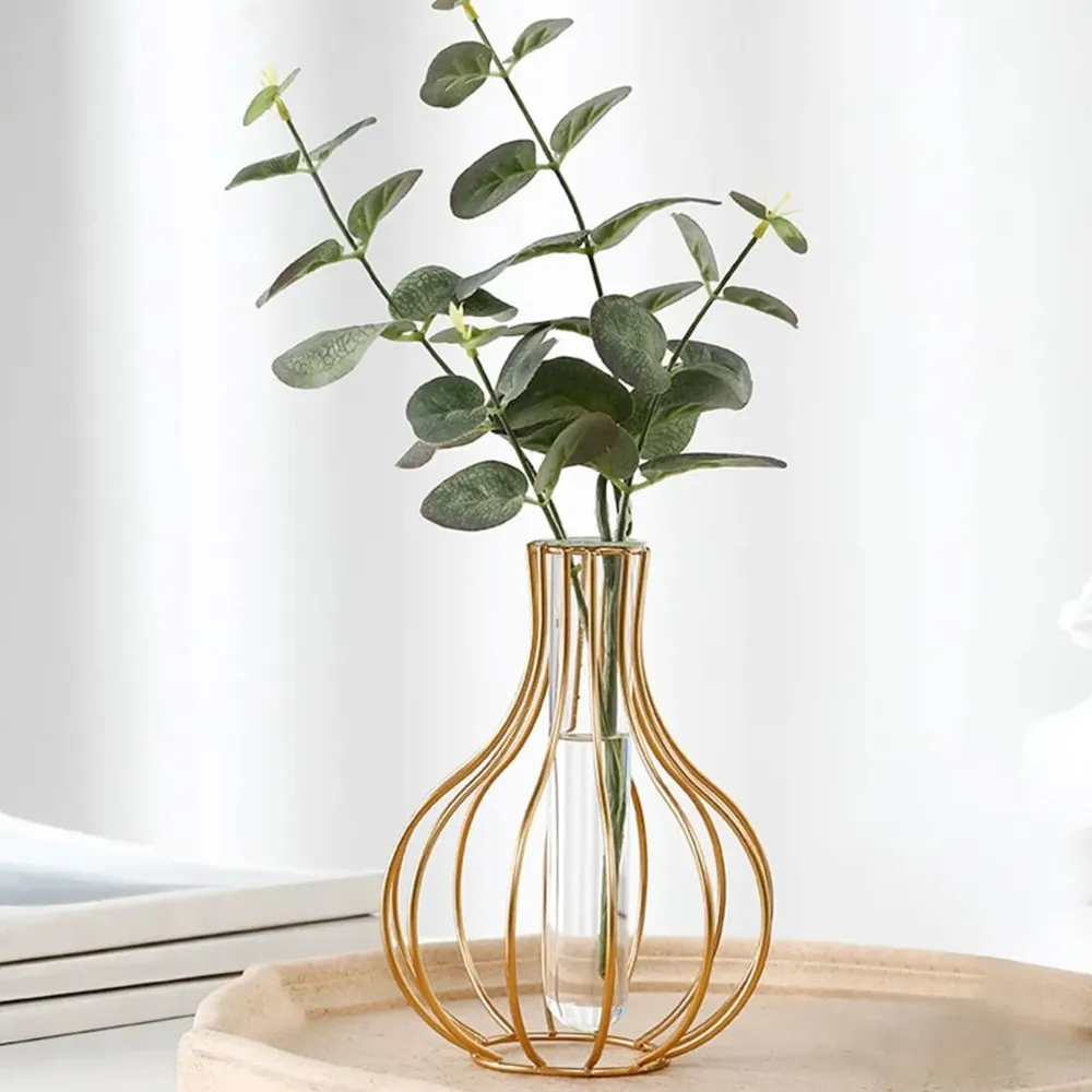 Pot Metal Wire Glass Tube Vase
