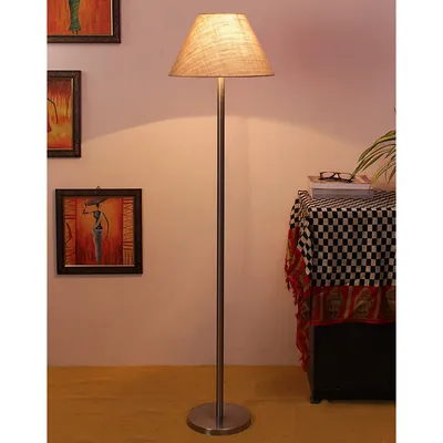 Premium Conical Designer Metal Floor Lamp With Cotton Shade