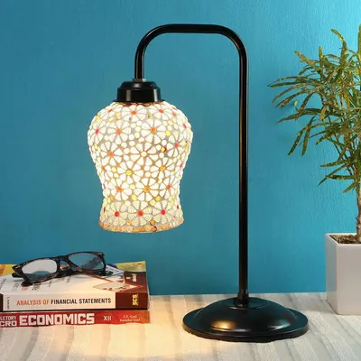 Premium Mosaic Multicolour Glass Table Lamp with Black Base