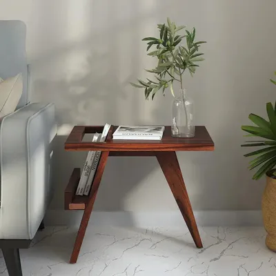 Premium-Quality Compact Sheesham Side Table / Magazine Table