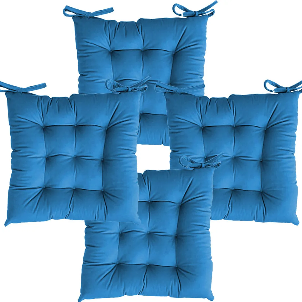 Premium-Quality Solid Microfiber Chair Pad/ Chair Cushion- 18x18 inch, Set of 4