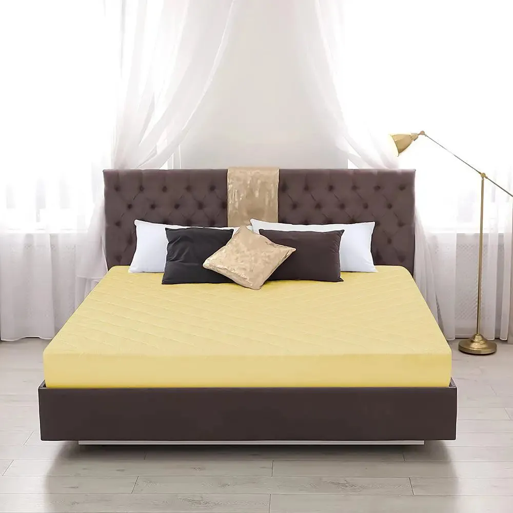 Premium Water Resistant Yellow Quilted Mattress Cover - King Size