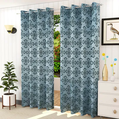 Presto Blue colour Abstract Set of 2 Window/Door/Long door