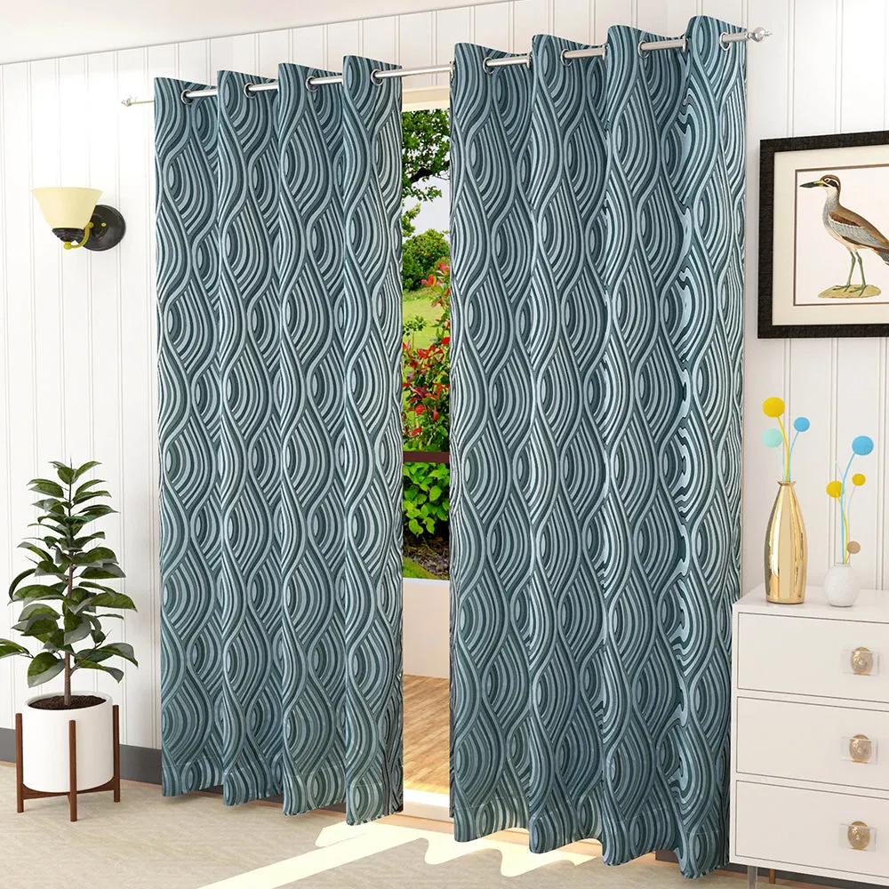Presto Blue colour Abstract Set of 2 Window/Door/Long door