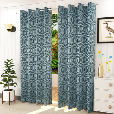 Presto Blue colour Abstract Set of 2 Window/Door/Long door