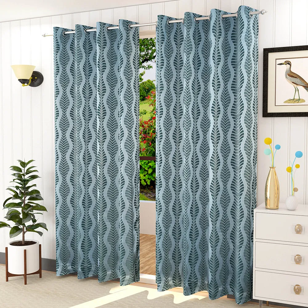 Presto Blue colour Abstract Set of 2 Window/Door/Long door