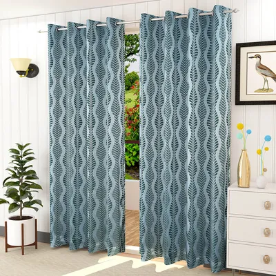 Presto Blue colour Abstract Set of 2 Window/Door/Long door
