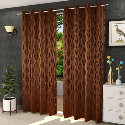 Presto Brown colour Abstract Set of 2 Window/Door/Long door