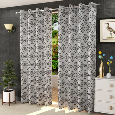 Presto Grey colour Abstract Set of 2 Window/Door/Long door