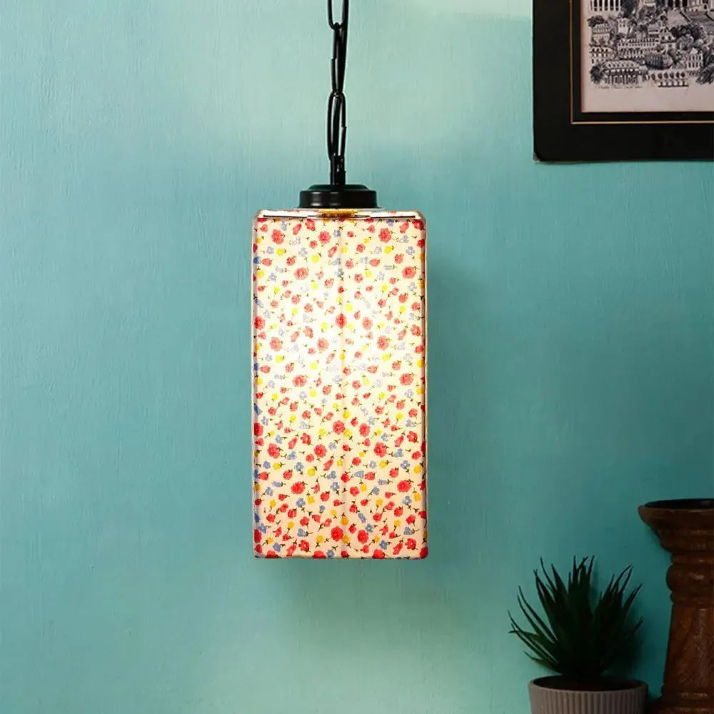 Pretty Multicolor Cotton Square Hanging Light