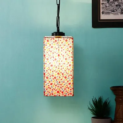 Pretty Multicolor Cotton Square Hanging Light