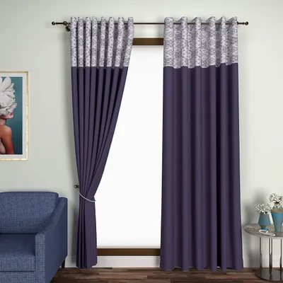 Purple Floral Aesthetics Semi-Designer Door Curtain