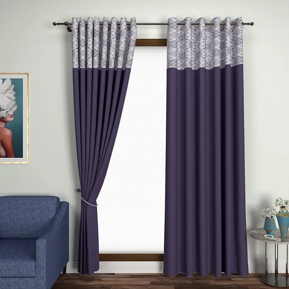 Purple Floral Aesthetics Semi-Designer Window Curtain