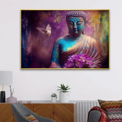 Purple Meditation Buddha Canvas Wall Painting
