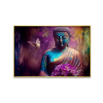 Purple Meditation Buddha Canvas Wall Painting