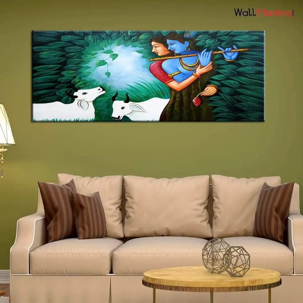 Radha Krishna In Forest Canvas Painting