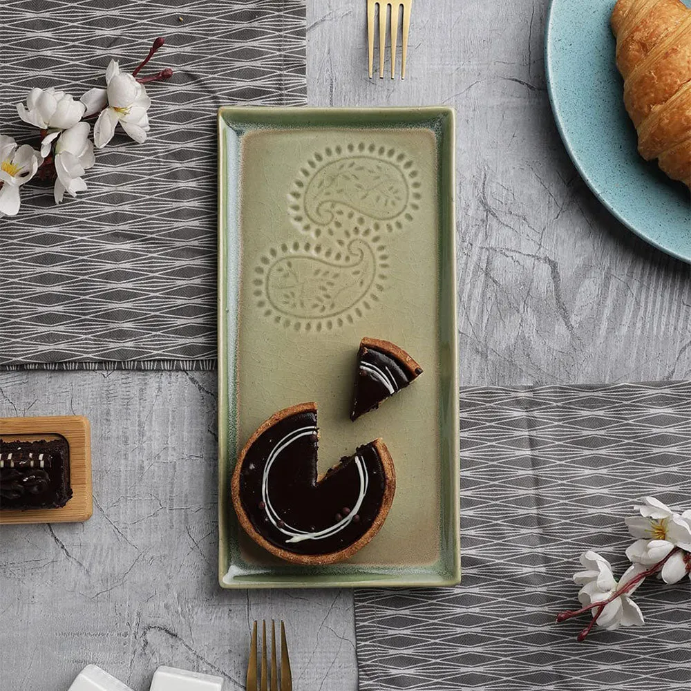 Rectagular Designer Ceramic Snacks Platter