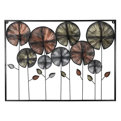 Rectangular Etched Vintage Round Leaves Metal Wall Art