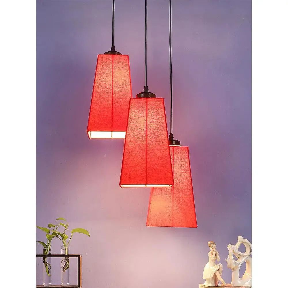 Red Cotton Pyramid Cluster Hanging Lamp