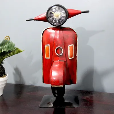 Red Scooter Metal Table Clock / Table Accent