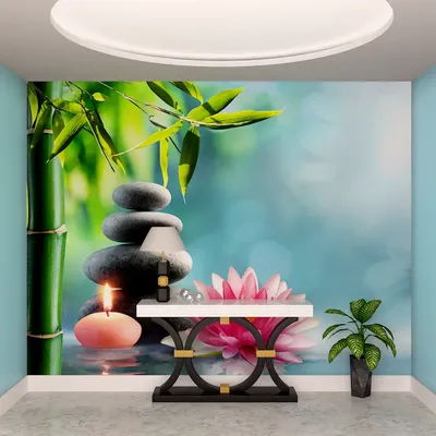 Relaxing Bamboo Spa Wallpaper / High Quality HP Woven WallPaper /  size 12 ft x 10 ft