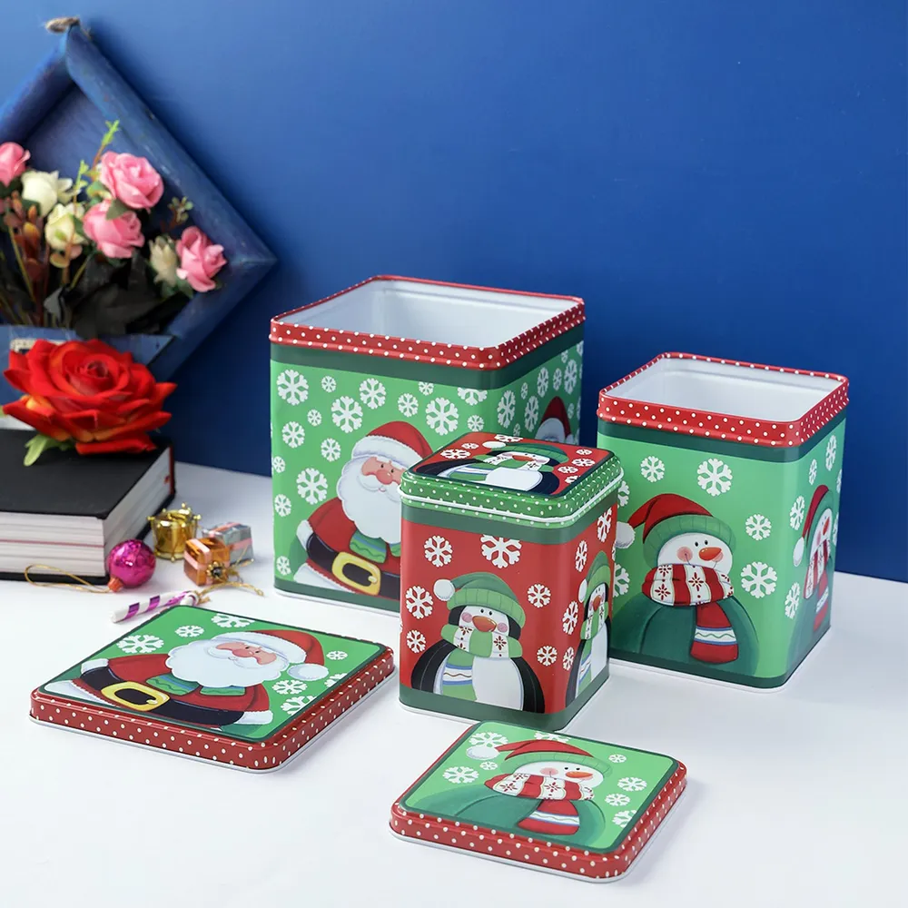 Retro Green Santa & Snowman Box Set of 3