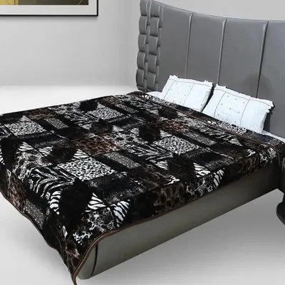 Rian Animal Print Coffee Double Mink Blanket