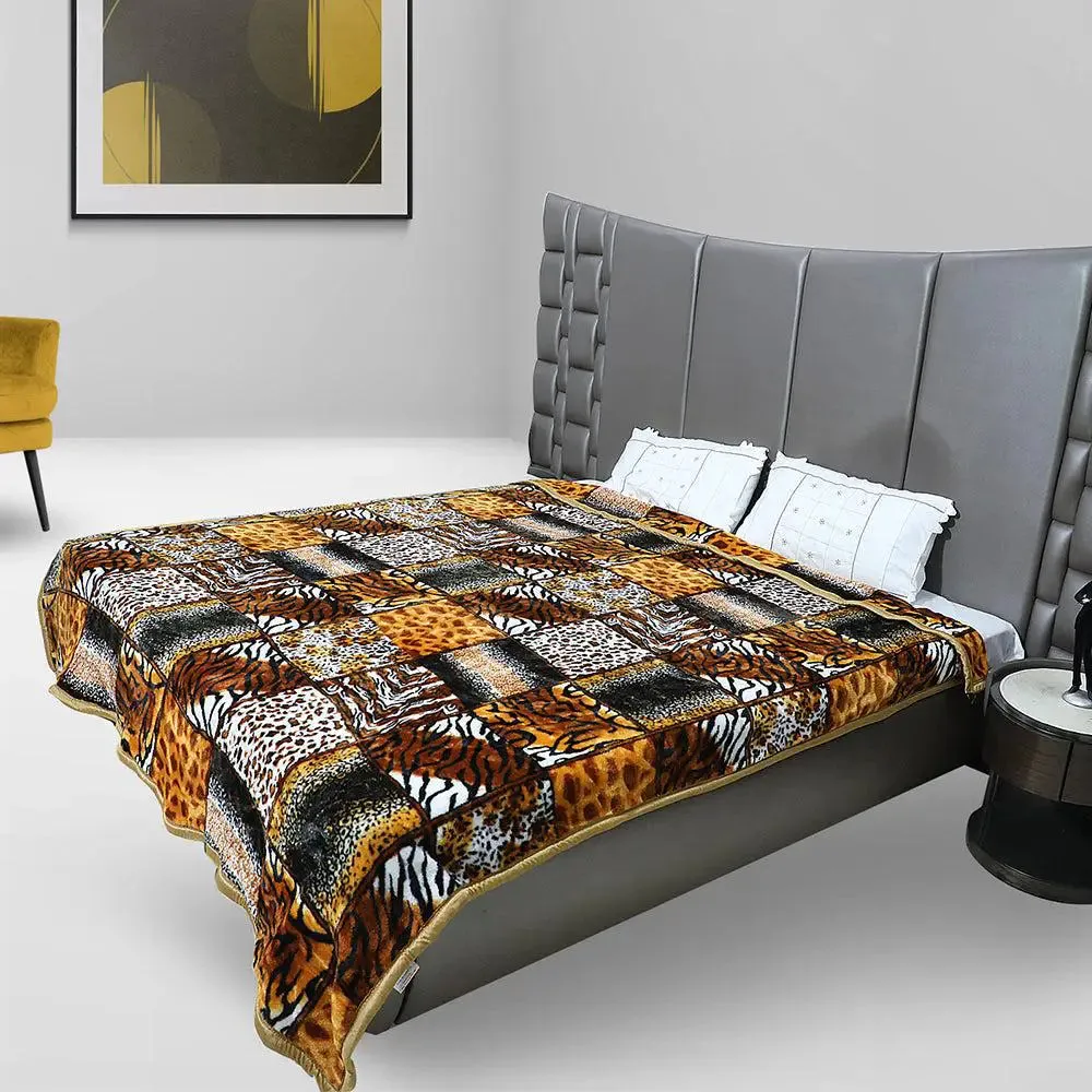 Rian Animal Print Rust Double Mink Winter Blanket