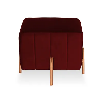 Rich Maroon Square Ottoman / Pouffe With Rose Gold Legs