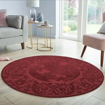 Rich Maroon Traditional Designer Tufted Round Area Carpet