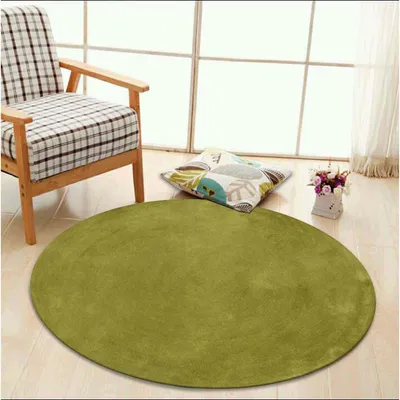 Rich Olive Green Plain Basic Tufted Round Area Carpet