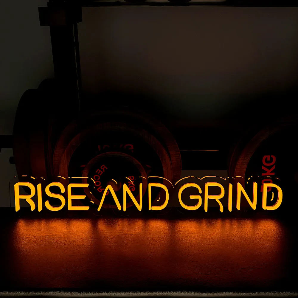 Rise And Grind' LED Neon Light for Gym Wall Decor