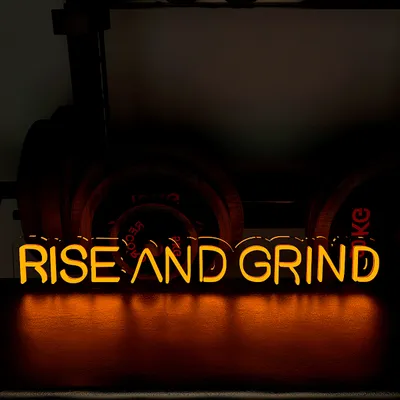 Rise And Grind' LED Neon Light for Gym Wall Decor