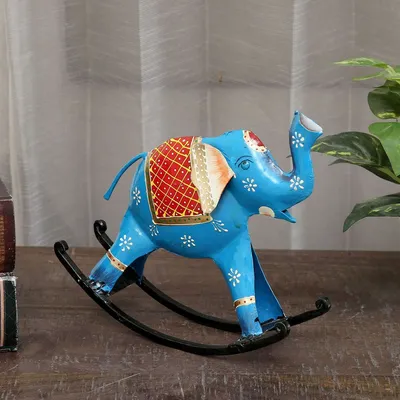 Rocking Elephant Metal Animal Figurine / Showpiece