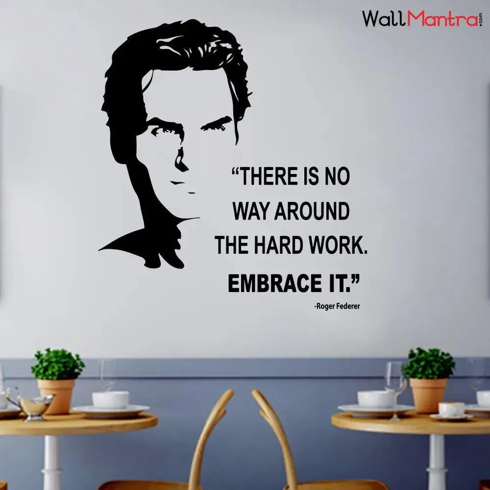 Roger Federer With Quote Sports Wall Sticker And Wall Decal
