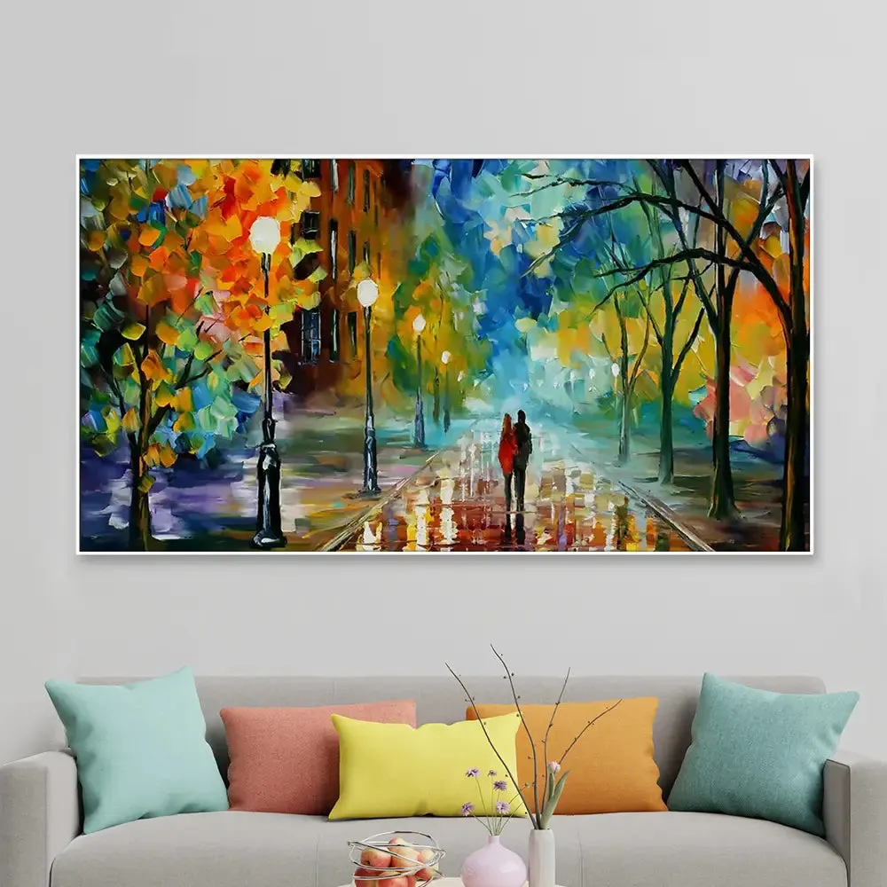 Romantic Love Couple in Forest Canvas Painting