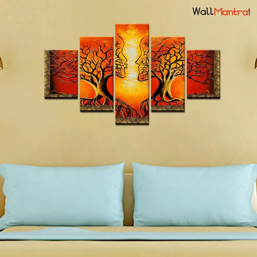Romantic Tree 5 Pieces Canvas Print Wall Painting