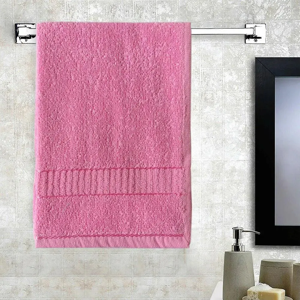 Rose Pink Hand Towel Set of 6 Solid by Lushomes