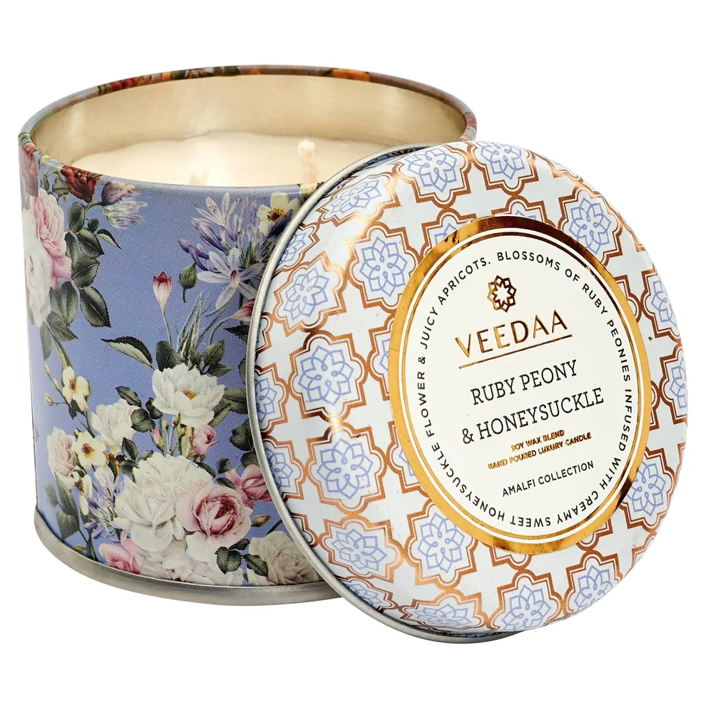 Ruby peony & Honeysuckle Mason Tin Scented Candle