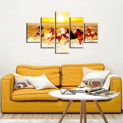 Running Horse Painting With Sunset In Canvas