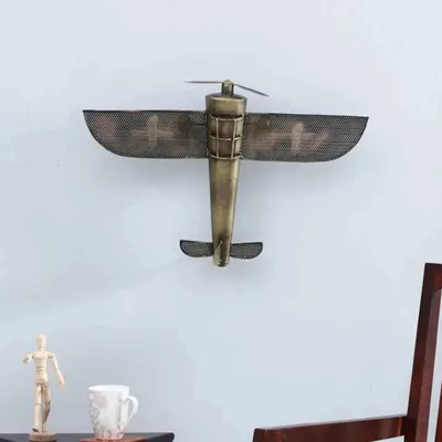 Rustic Aeroplane-shaped Metal Wall Art Décor