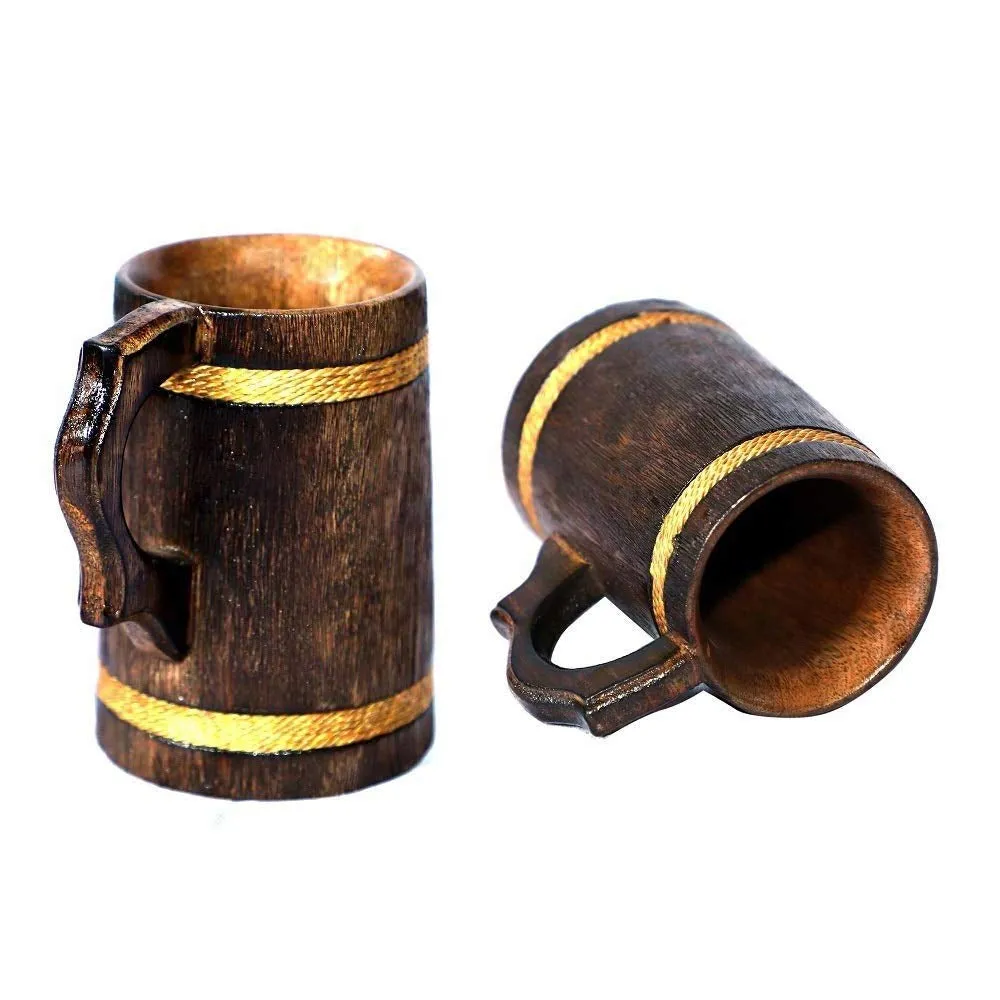 Rustic Minimalist Wooden Beer Mug Set Of 2